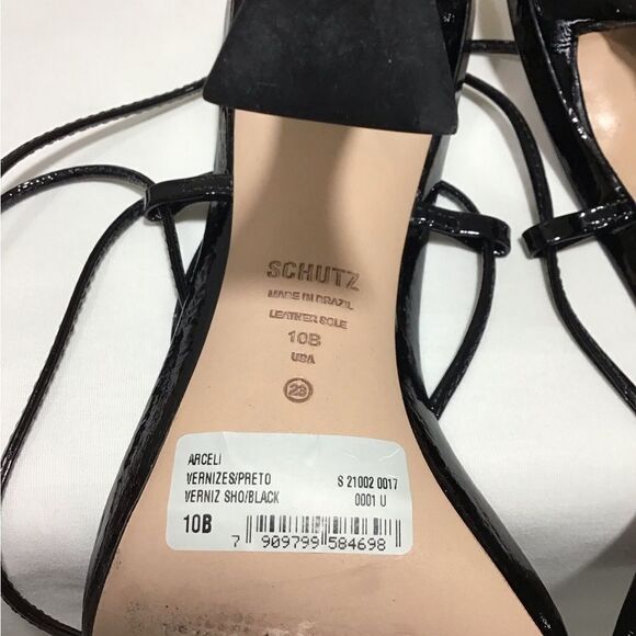 Schutz Black Arceli Sandal String Wrap Size 10 - Picture 10 of 10